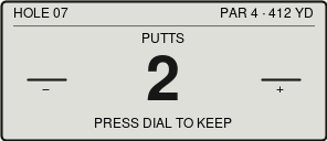 Putts input face showing two putts with minus and plus.